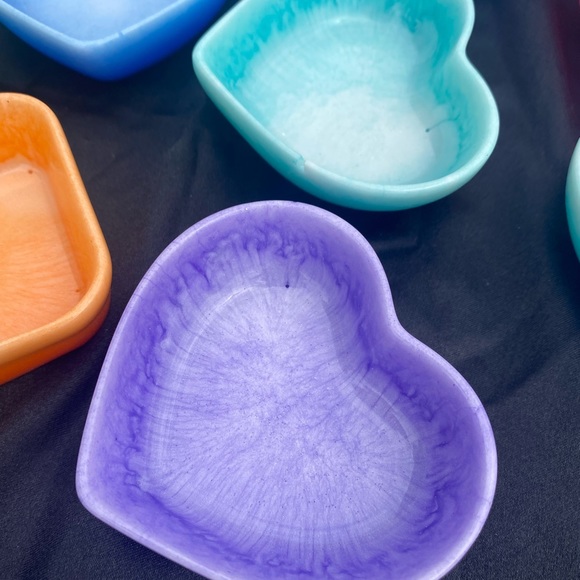 Tie Dye Jewelry Dishes / Square and Heart Shaped Trays / Handmade Pastel Dish - Picture 16 of 17